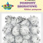 Pompony Titanum Craft-fun Craft-Fun Series brokatowe białe 15 szt (16077A)