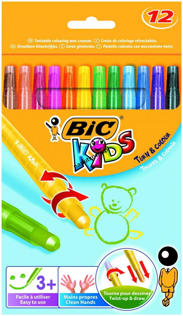 Kredki świecowe Bic Kids Turn&Colour 12 kol. (880508)