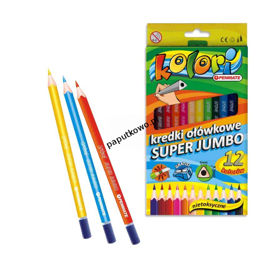 Kredki ołówkowe Penmate Kolori Jumbo 12 kolorów (TT7228) 1