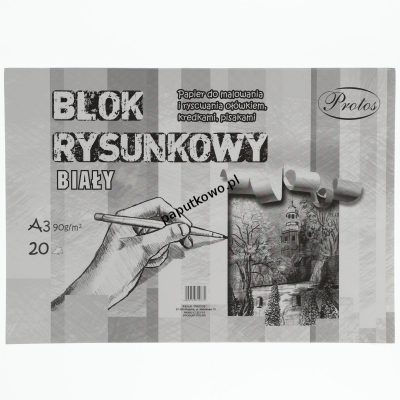 Blok rysunkowy Protos A3 biały 90g 20k