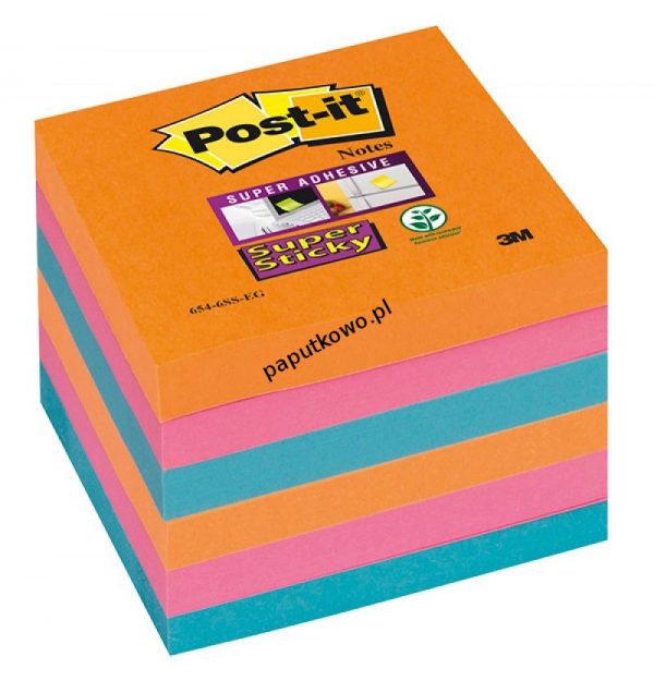 Notes samoprzylepny Post-It Super Sticky 654-6SS-EG mix 540k 76x76 mm (3M-70005253292)