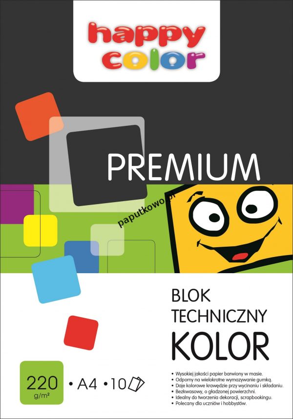 Blok techniczny Happy Color Premium kolorowy A3 220g 10k 297x420 mm (3722 2040-09)