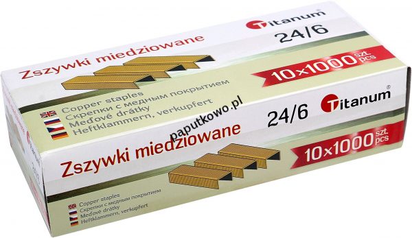 Zszywki 24/6 Titanum miedziowane 24/6 1000 szt