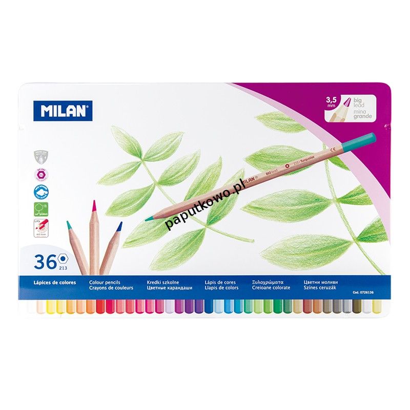 Kredki ołówkowe Milan 36 kolorów w metalowym opakowaniu (0726136)