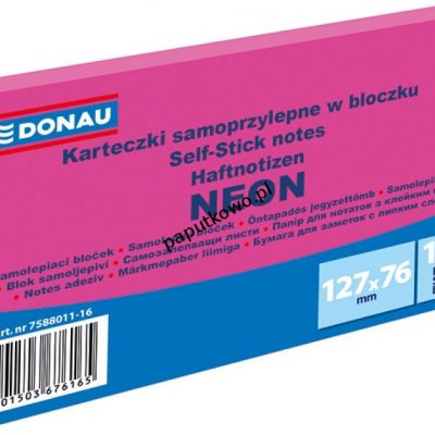 Notes samoprzylepny Donau Neon różowy 100k 127x76 mm (7588011-16)