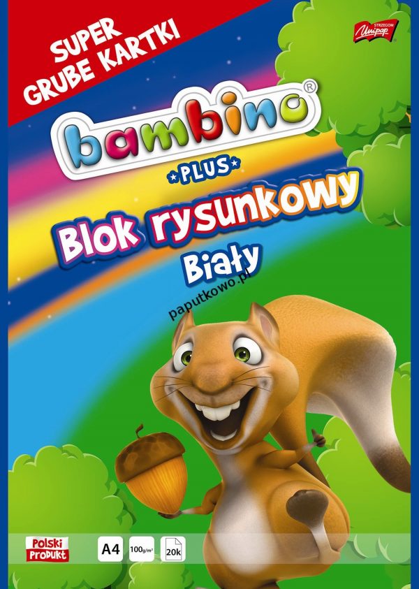 Blok rysunkowy Unipap Bambino Plus A4 biały 100g 20k 210x297 mm