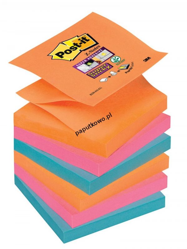 Notes samoprzylepny Post-It Super Sticky Z-Notes R330-6SS-EG mix 540k 76x76 mm (3M-70005252112)