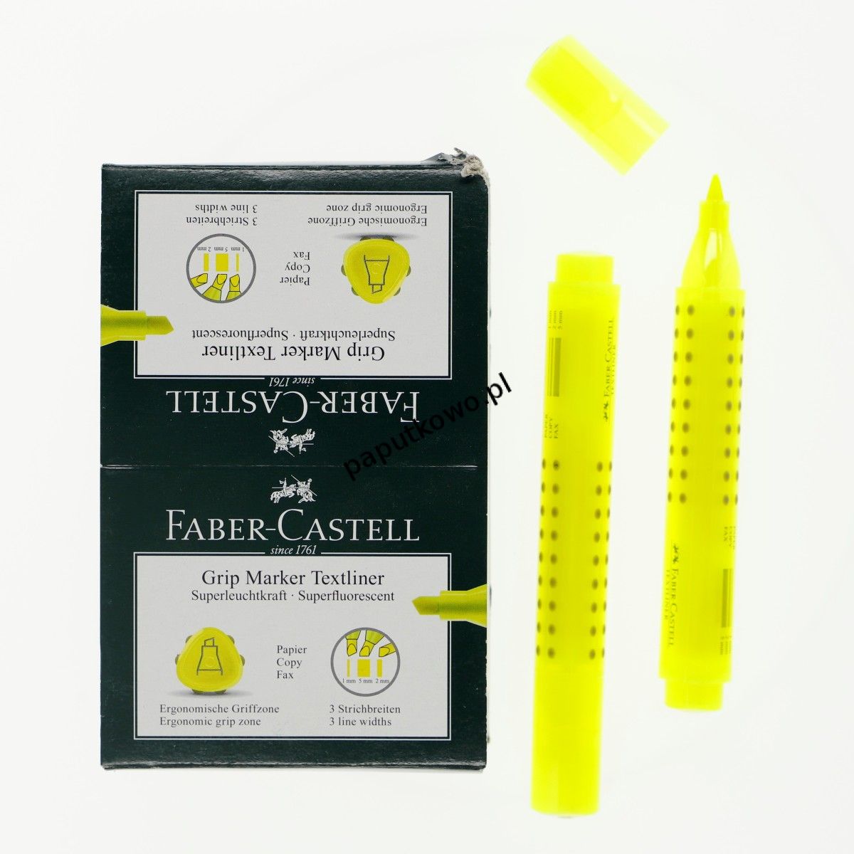 Zakreślacz Faber Castell Grip, żółty wkład 1,0-5,0 mm (FC154307) 1