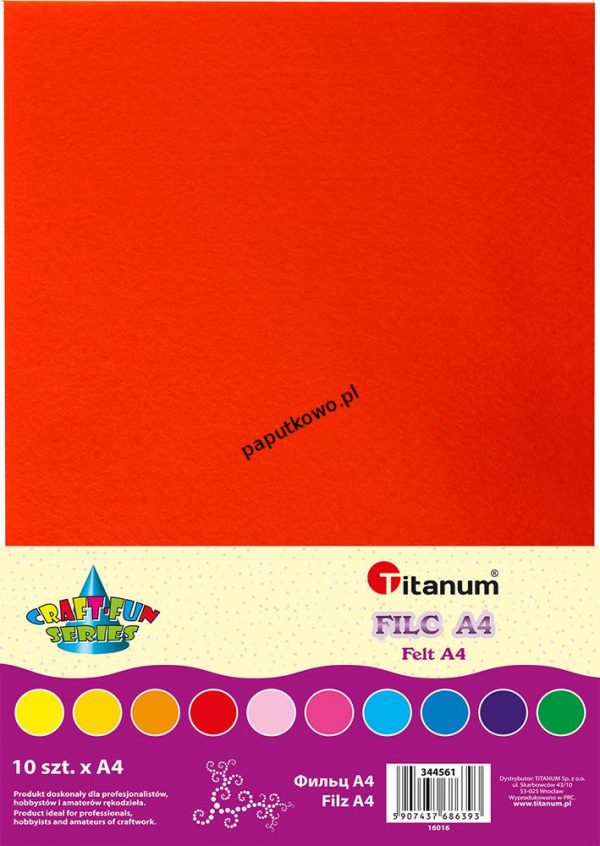 Filc Titanum Craft-fun kolor: mix 10 ark. 210 mm x 297 mm
