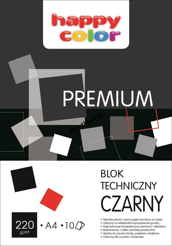 Blok techniczny Happy Color Premium czarny A4 220g 10k 210x297 mm (3722 2030-9)