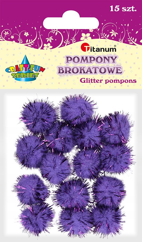 Pompony Titanum Craft-fun Craft-Fun Series brokatowe fioletowe 15 szt (16077F)