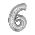 Balon foliowy Godan cyfra 6 srebrny 35 cm (FG-C35S6) 1