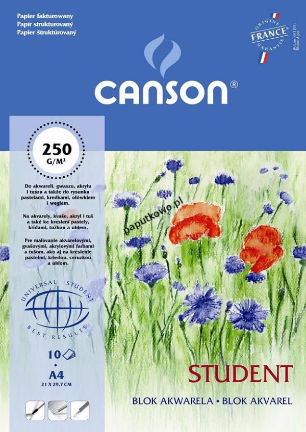 Blok artystyczny Canson Student A4 250g 10k 210x297 mm (200005506)