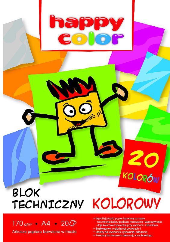 Blok techniczny Happy Color kolorowy A4 20 170g 210x297 (HA 3717 2030-09)