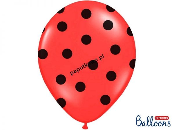 Balon gumowy Poppy Red kropki czerwony 50 szt (SB14P-223-007JB)