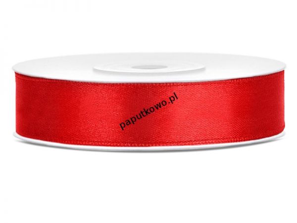 Wstążka Partydeco satynowa czerwony 12 mm 25 m