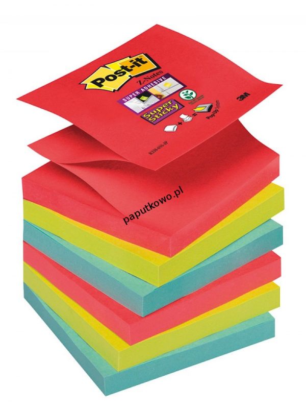 Notes samoprzylepny Post-It Super Sicky Z-Notes R330-6SSP mix 540k 76x76 mm (3M-70005253573)