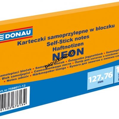 Notes samoprzylepny Donau Neon pomarańczowy 100k 127x76 mm (7588011-12)