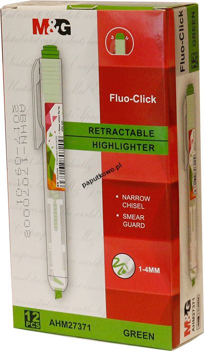 Zakreślacz M&G Fluo-Click automatyczny, zielony 1,0-4,0 mm (AHM27371)
