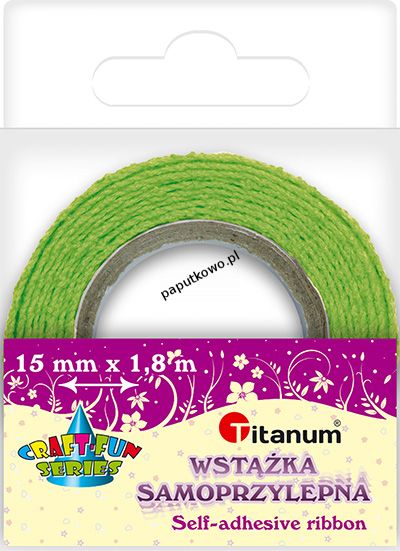 Wstążka Titanum Craft-fun Craft-Fun Series koronka bawełniana samoprzylepna zielone jabłko 15 mm 1,8 m (D12-7)