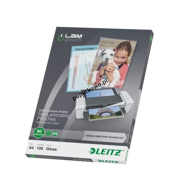 Folia do laminowania Leitz iLAM A4 kolor: przezroczysty 80 mic. 222 mm x 309 mm (74780000)