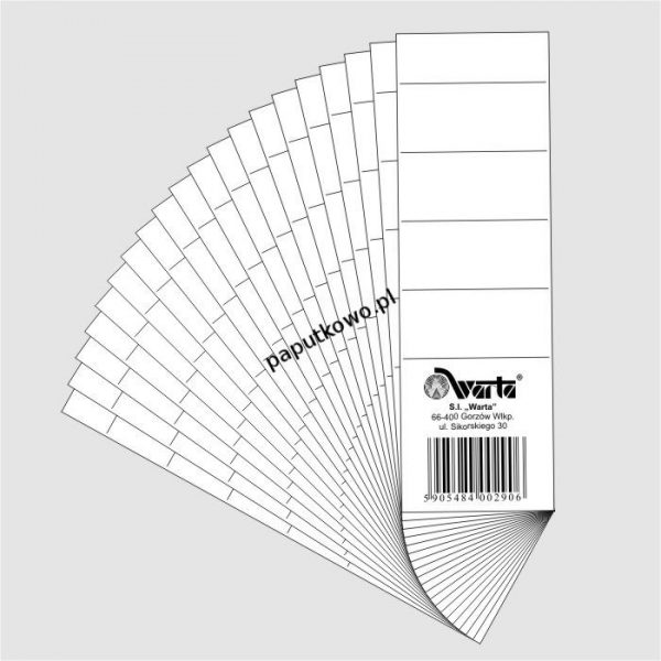 Etykiety opisowe do segregatora Warta kolor: biały 50 mm x 157 mm (350-002)
