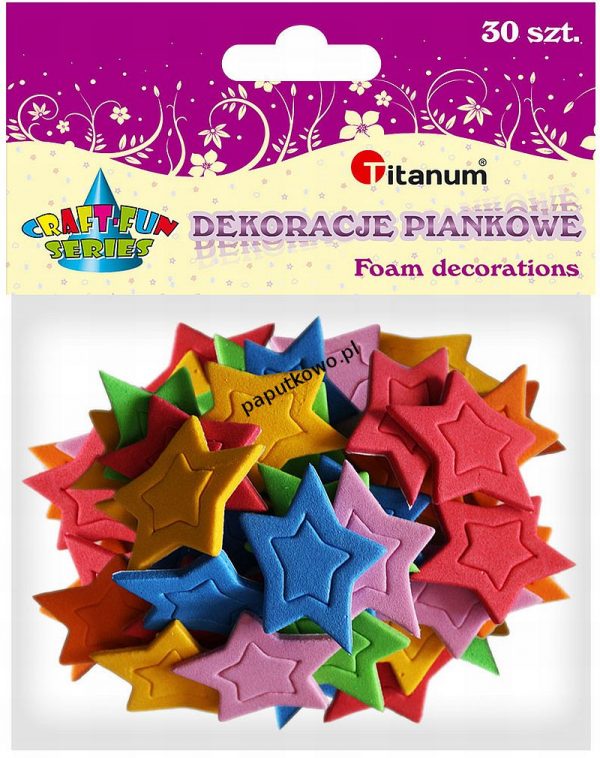 Dekoracje piankowe Titanum Craft-Fun Series gwiazdki mix kolorów