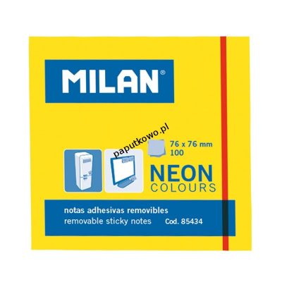 Notes samoprzylepny Milan Neon żółty 100k 75 mm x 75 mm (85434) 1