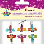 Dekoracje drewniane Titanum Craft-Fun Series Klamerki białe z ważkami