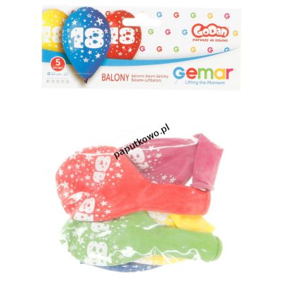 Balon gumowy Godan Z NADRUKIEM mix 5 szt (GS110/18)