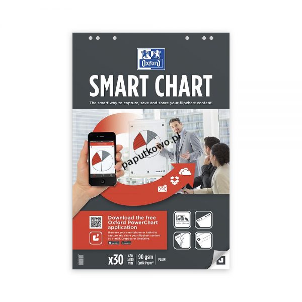 Blok do tablic flipchart Oxford Smart Chart 30k. 90 g krata 650 mm x 990 mm