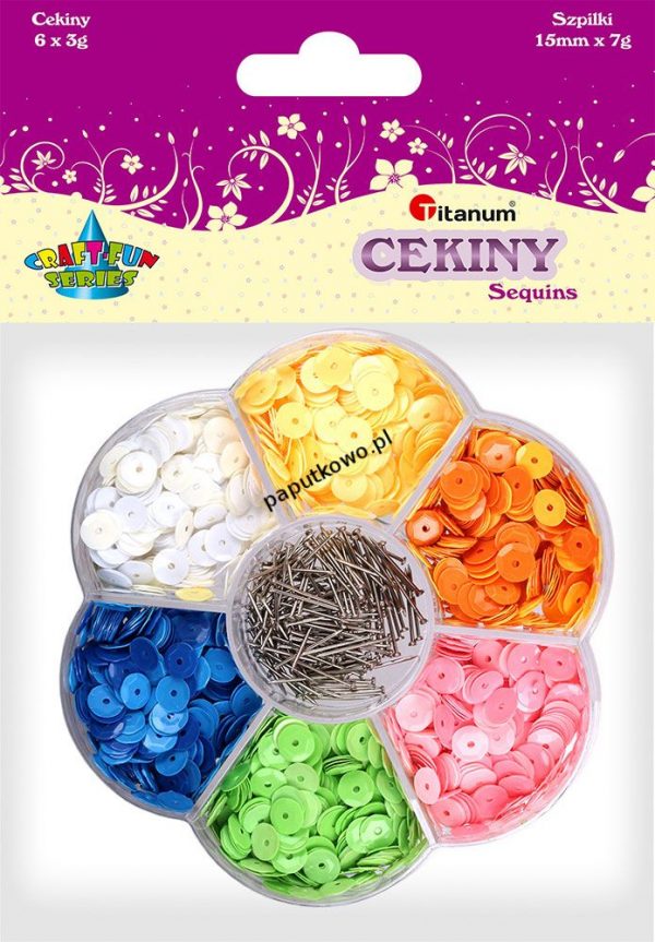 Cekiny Titanum Craft-fun Craft-Fun Series 6 kolorów + szpilki mix 4 g (7HPB)