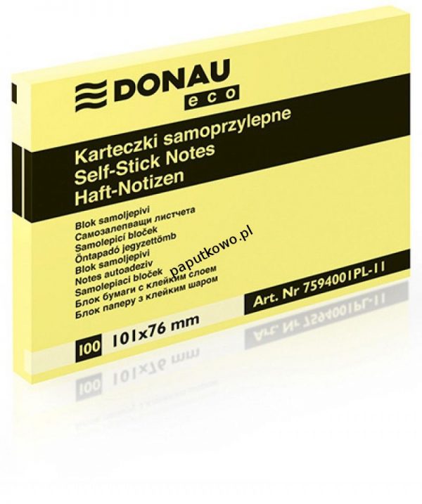 Notes samoprzylepny Donau Eco żółty 100k 101x76 mm (7594001PL-11)