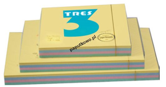 Notes samoprzylepny Tres pastel tęczowe 50 mm x 75 mm (NOTRB5075)