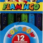 Kredki ołówkowe Bigy Flamingo dwustronne 12 kolorów sześciokątne z temperówką