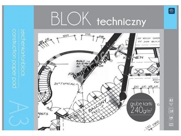 Blok techniczny Interdruk A3 240g 10k 297x420 mm