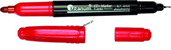 Marker do CD Titanum 2 końcówki: 0,7 mm/4 mm czerwony (T-2232)