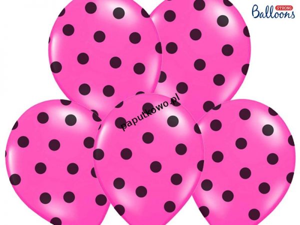 Balon gumowy Partydeco Kropki Pastel Hot Pink różowy 50 szt (SB14P-223-006B)