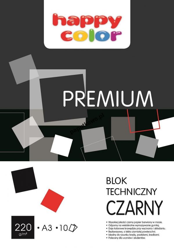 Blok techniczny Happy Color Premium czarny A3 220g 10k 297x420 mm (3722 2040-09)