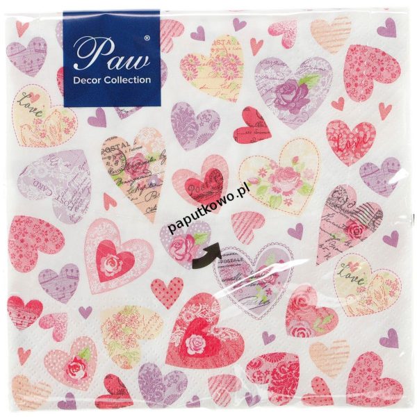 Serwetki Paw Lunch Romantic Hearts kolor: mix nadruk 330 mm x 330 mm (SDL095700)