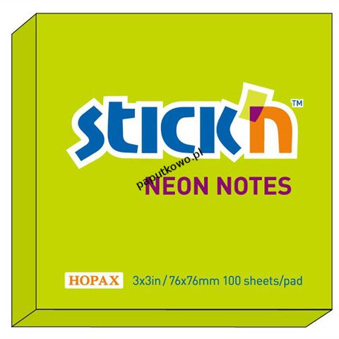 Notes samoprzylepny Sticken zielony neonowy 100k 76x76 mm (21167)