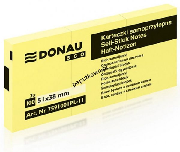 Notes samoprzylepny Donau Eco żółty 100k 38x51 mm (7591001PL-11)