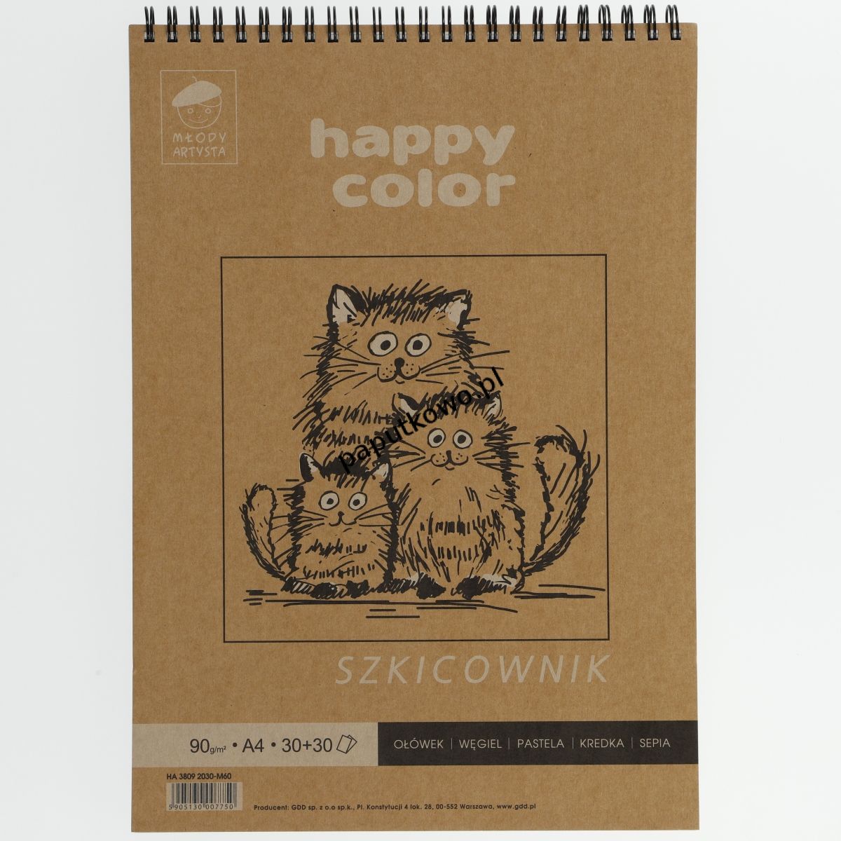 Blok artystyczny Gdd Happy Color szkicownik młody artysta A4 80g 60k (HA 3809 2030 M60) 1