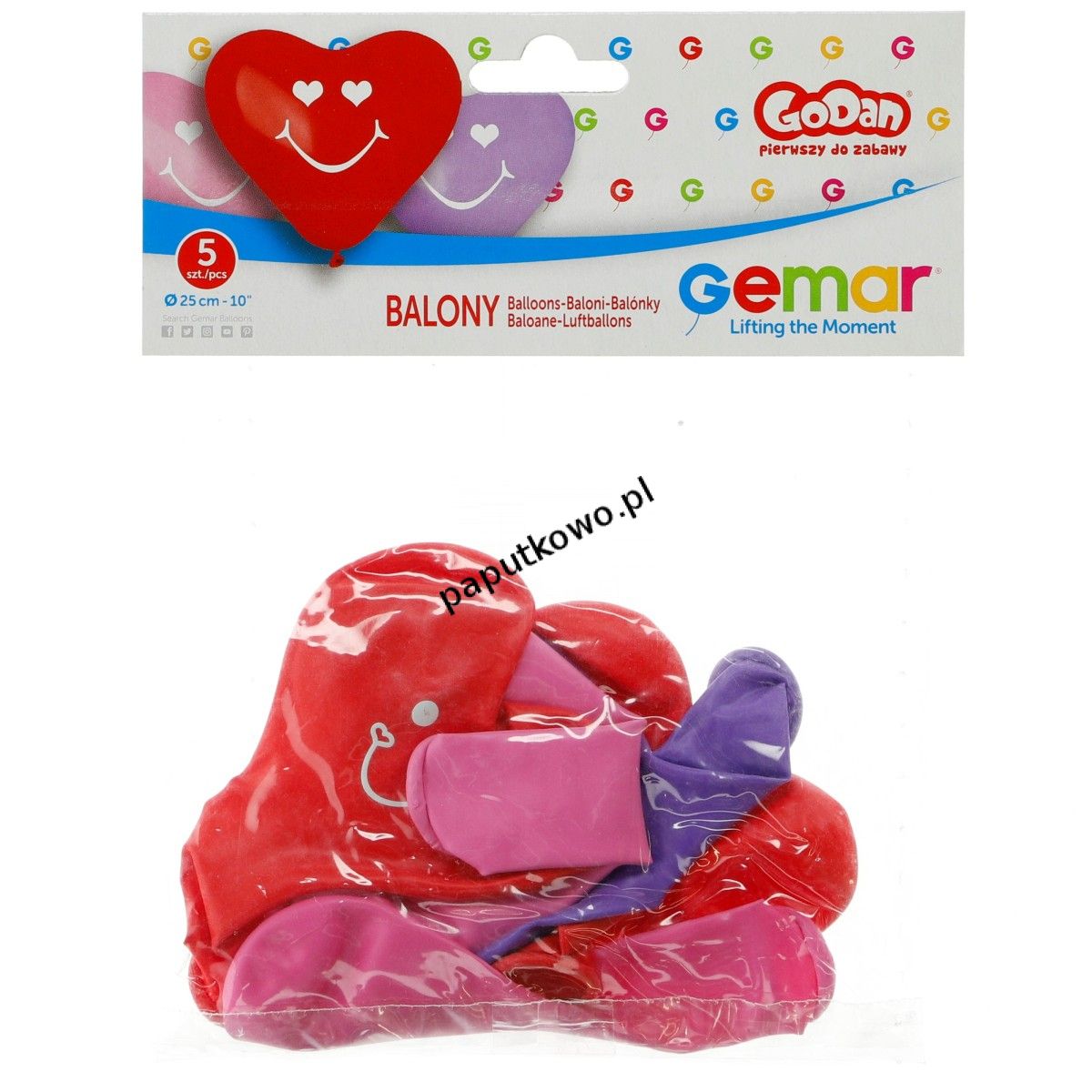 Balon kształty Godan PREMIUM serca mix 5 szt (CRS/P129)