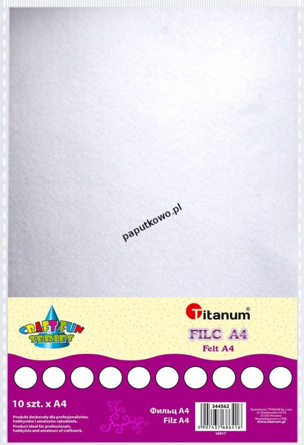 Filc Titanum Craft-fun kolor: biały 10 ark. 210 mm x 297 mm (081)