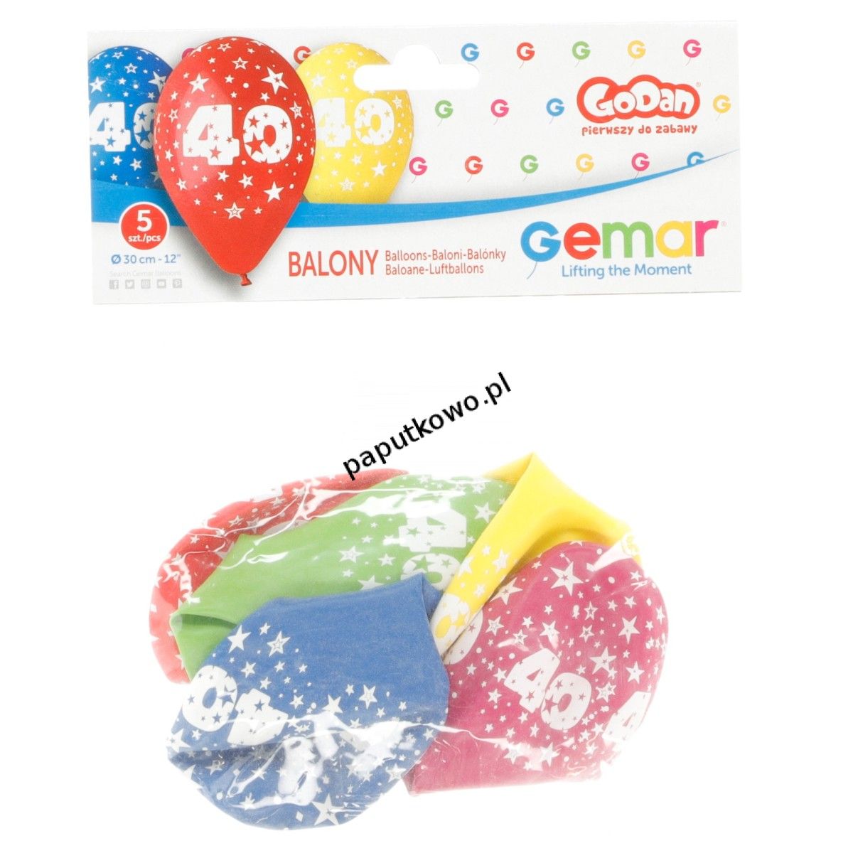 Balon gumowy Godan Z NADRUKIEM mix 5 szt (GS110/40)