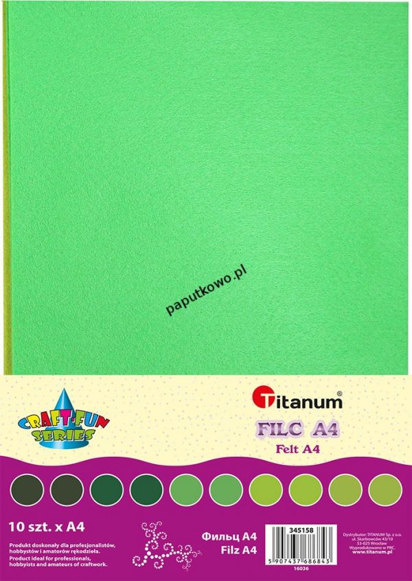 Filc Titanum Craft-fun Craft-Fun Series tonacja zielona kolor: mix 10 ark. 210 mm x 297 mm