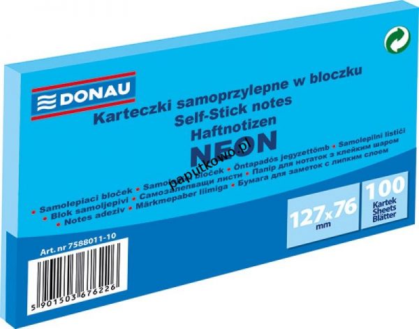 Notes samoprzylepny Donau Neon niebieski 100k 127x76 mm (7588011-10)