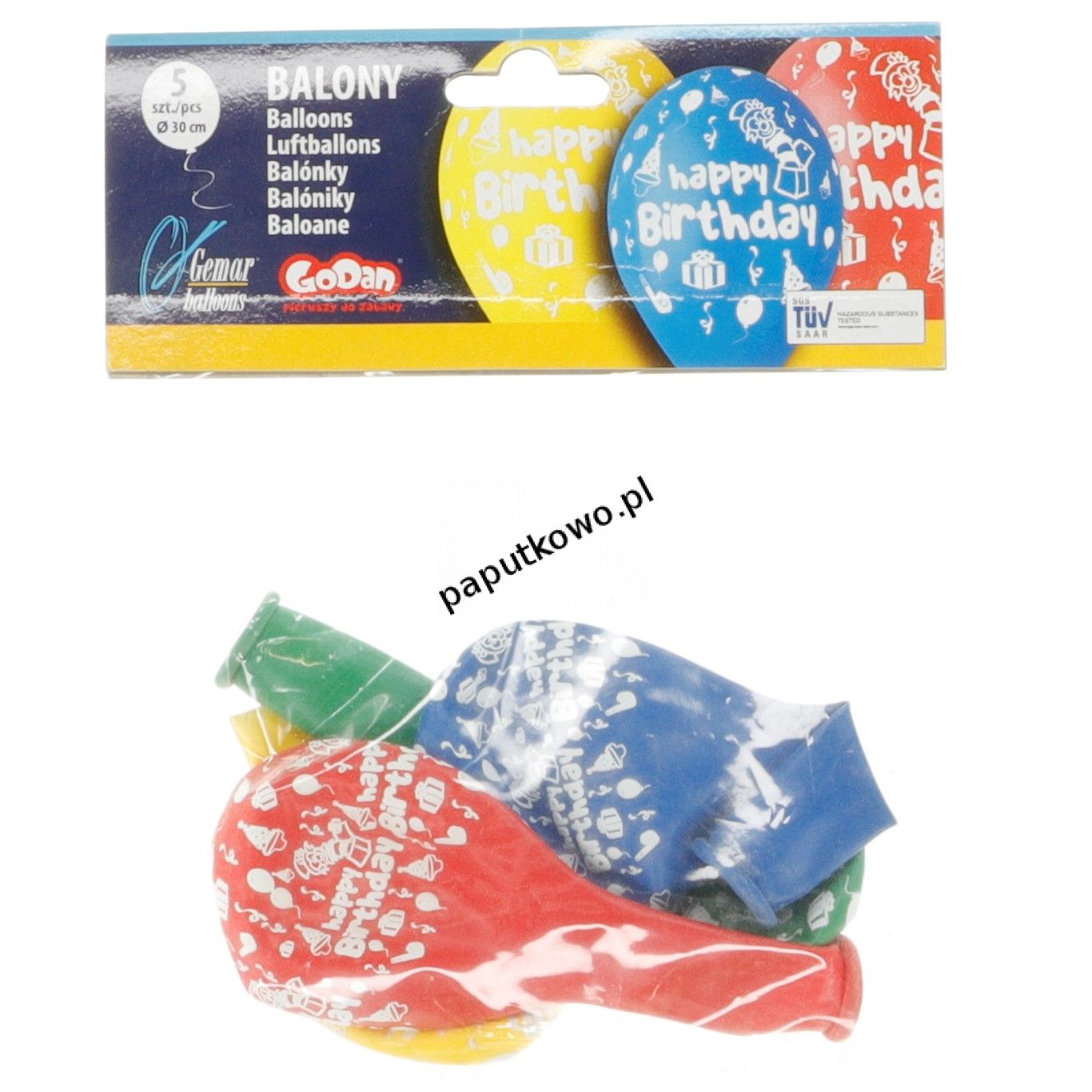 Balon gumowy Godan PREMIUM HAPPY BIRTHDAY mix 5 szt (GS110/P097) 1