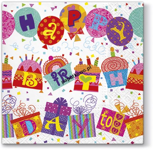 Serwetki Paw Lunch Unusual Birthday kolor: mix nadruk 330 mm x 330 mm (SDL096600)